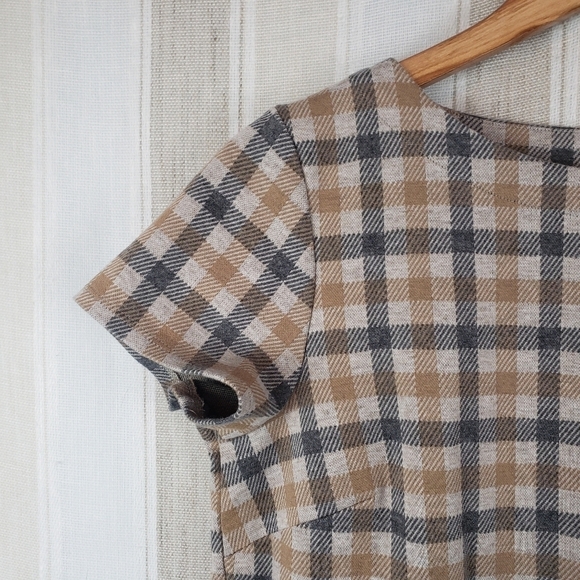 J. Jill Plaid Shift Dress Gray Tan Size Small - Picture 3 of 11